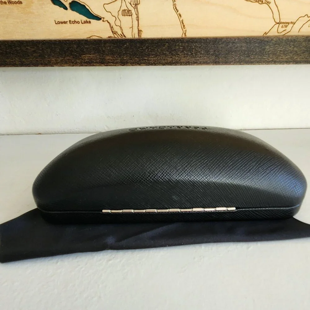 Salvatore Ferragamo large clamshell Sunglass / Eyewear Case (Black) w/ Cloth